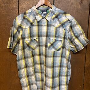 Patagonia Shirt Mens XL Organic Cotton Plaid Short Sleeve Pockets Button Up